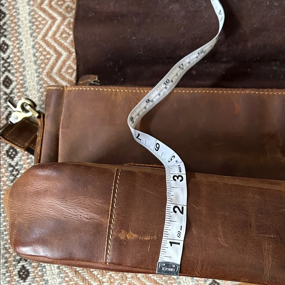 Classic Brown Leather Messenger Bag Laptop Bag